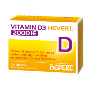 Hevert Vitamin D3 Produktverpackung 120 Stück