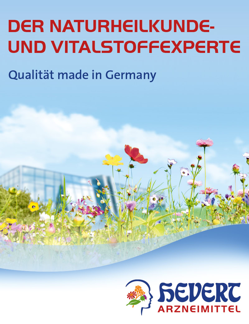 Banner Der Naturheilkunde- und Vistalstoffexperte Hevert Sujet auf Blumenwiese